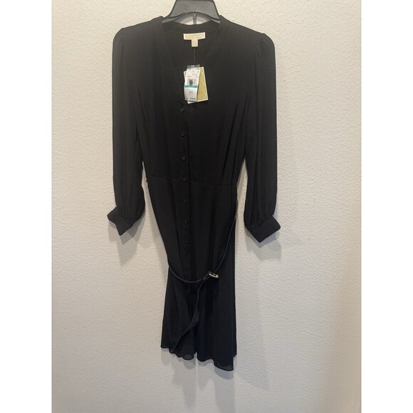Michael Kors dress Women's Kate Belted Button-Down Midi Dress black $185 size 0x - Picture 5 of 16
